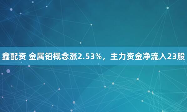 鑫配资 金属铅概念涨2.53%，主力资金净流入23股